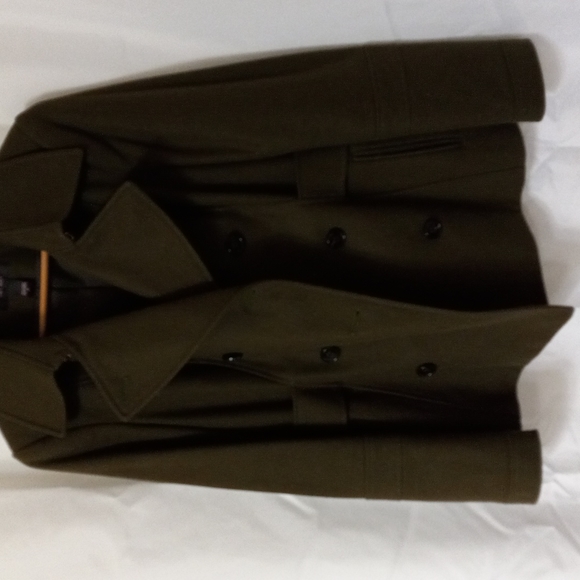 VICTORIA'S SECRET Wool Blend Pea Coat Olive Sz 8 Double Breasted Pockets Lined - Picture 3 of 8